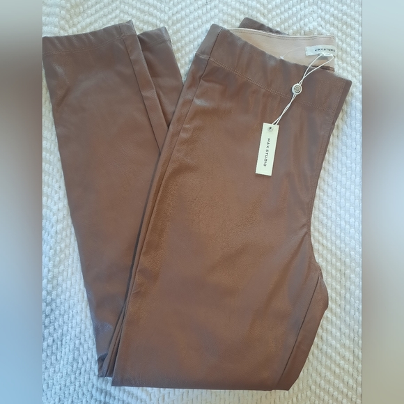 NWT Max Studio Brown Faux Leather Legging-Pants - Picture 5 of 5